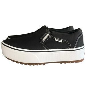 Women VANS Asher Canvas Slip-On Platform Athletic Trainer Sneaker Size 8.5 Black